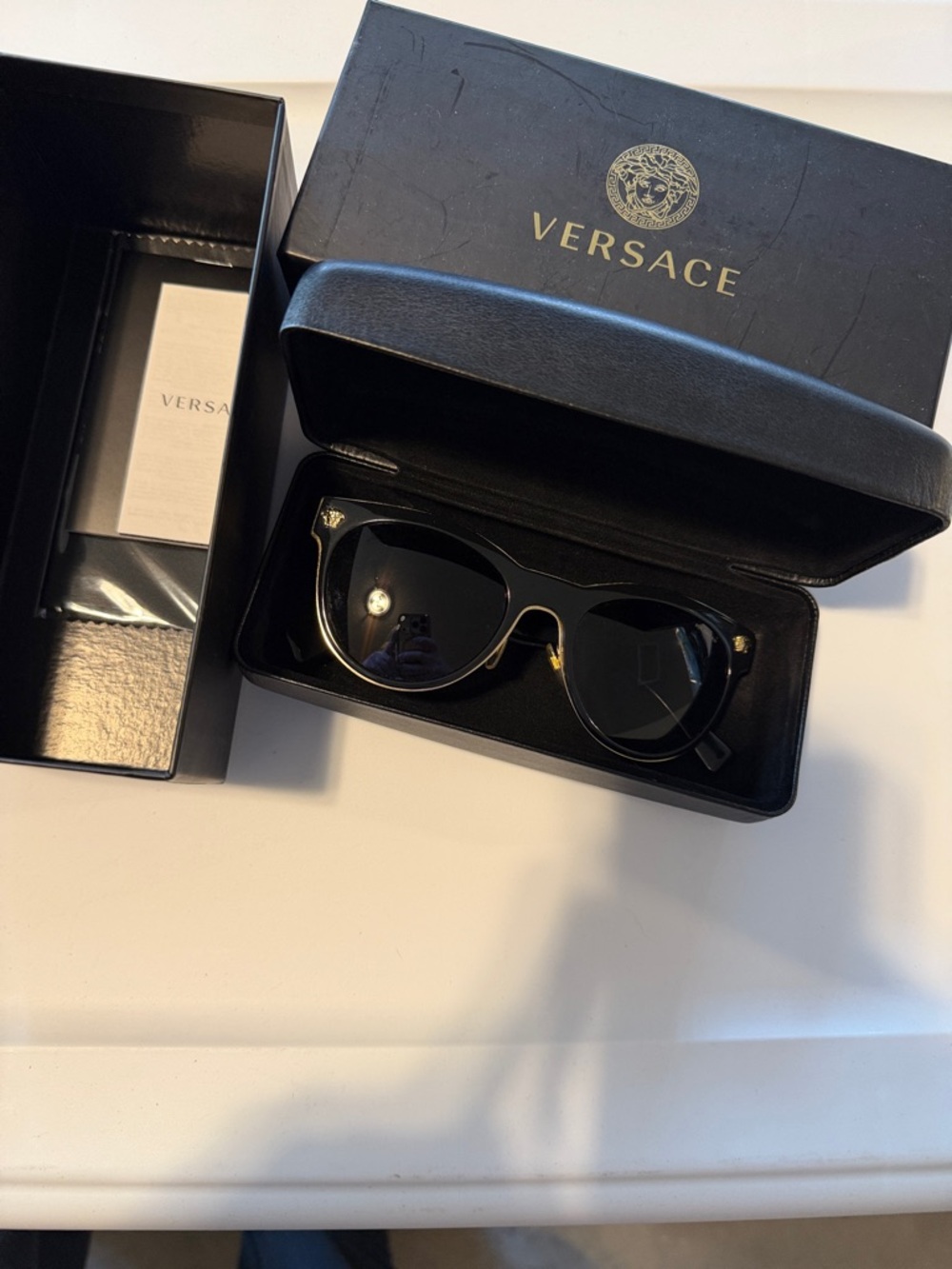 Versace Black and Gold Cat-Eye Sunglasses
